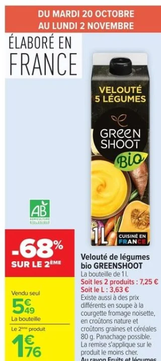 Velouté de légumes bio GREENSHOOT