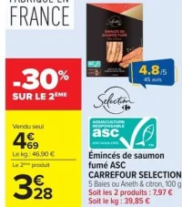 Émincés de saumon fumé ASC CARREFOUR SELECTION