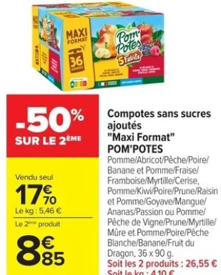 Compotes sans sucres ajoutés "Maxi Format" POM'POTES
