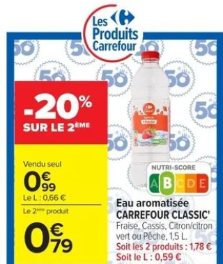 Eau aromatisée CARREFOUR CLASSIC'
