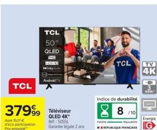 Téléviseur QLED 4K TCL 50S5L