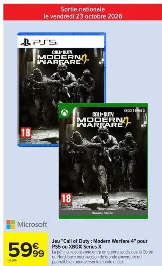 Jeu "Call of Duty : Modern Warfare 4" pour PS5 ou XBOX Series X
