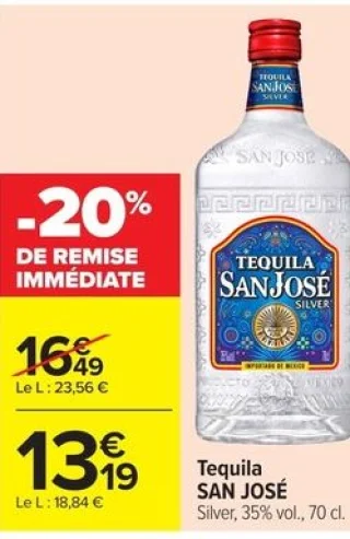Tequila SAN JOSÉ Silver, 35% vol., 70 cl.