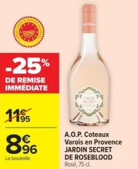 A.O.P. Coteaux Varois en Provence JARDIN SECRET DE ROSEBLOOD Rosé, 75 cl.