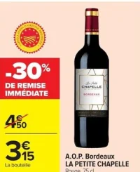 A.O.P. Bordeaux LA PETITE CHAPELLE Rouge, 75 cl.