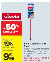 Balai à plat UltraMax 2 en 1 Vileda