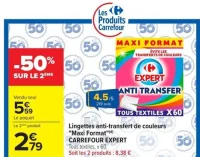 Lingettes anti-transfert de couleurs "Maxi Format" CARREFOUR EXPERT