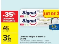 Dentifrice Intégral 8 Lot de 2 SIGNAL