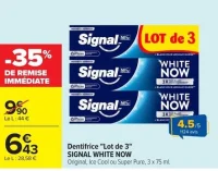 Dentifrice Lot de 3 SIGNAL WHITE NOW
