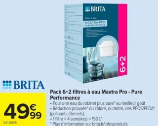 Pack 6+2 filtres à eau Maxtra Pro - Pure Performance BRITA