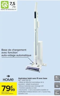 Aspirateur balai sans fil avec base Home