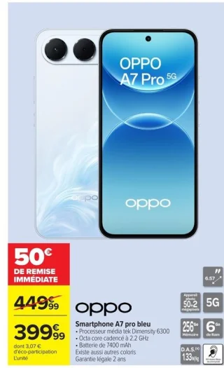 Smartphone A7 pro bleu OPPO