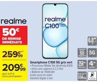 Smartphone C100 5G gris vert realme