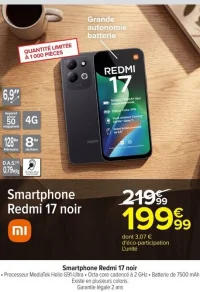Smartphone Redmi 17 noir