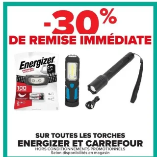 Torches Energizer et Carrefour