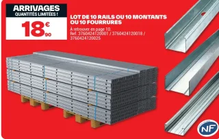 Lot de 10 rails ou 10 montants ou 10 fourrures
