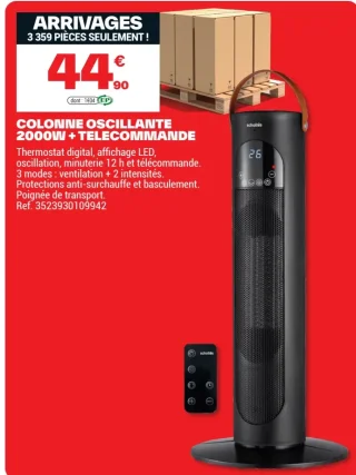 Colonne oscillante 2000W + télécommande Scholtès