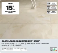 CARRELAGE DE SOL INTERIEUR "ONIX"