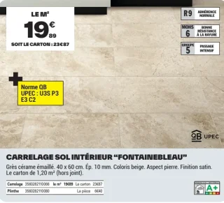 Carrelage sol intérieur "Fontainebleau"