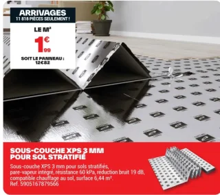 Sous-couche XPS 3 mm pour sol stratifié