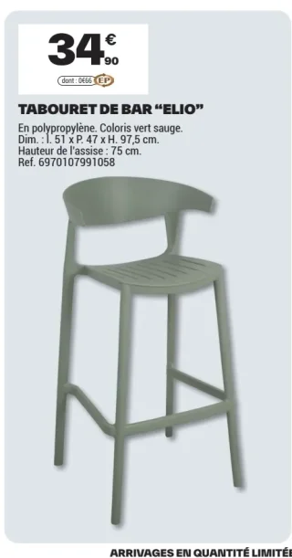 TABOURET DE BAR "ELIO"