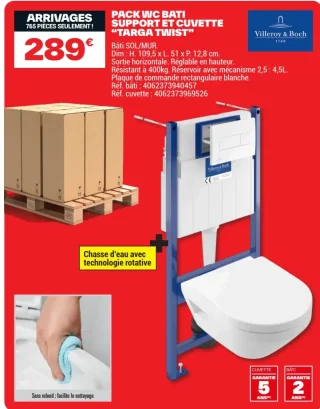 Pack WC bâti support et cuvette Targa Twist Villeroy & Boch
