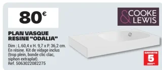 Plan vasque résine Odalia Cooke & Lewis