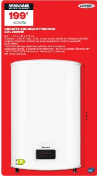 Chauffe-eau multi-position Carrera 80 L 2000W