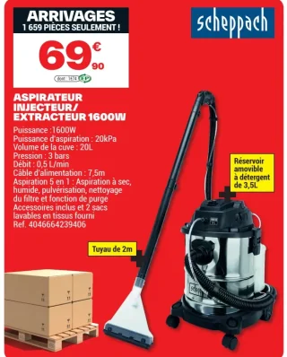 Aspirateur injecteur / extracteur 1600W Scheppach