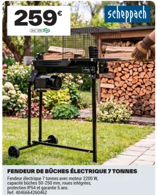 Fendeur de bûches électrique 7 tonnes Scheppach