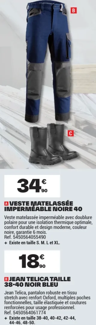 Jean Telica taille 38-40 noir bleu Coverguard
