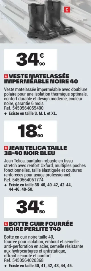 Botte cuir fourrée noire Perlite T40 Coverguard