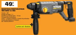 Marteau perforateur 18V SDS+ 2 J nu Titan