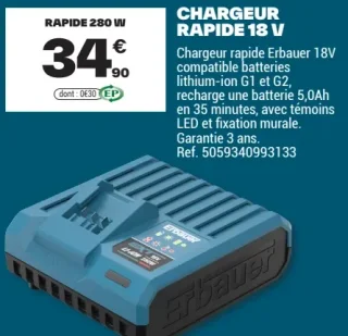 Chargeur rapide 18 V Erbauer
