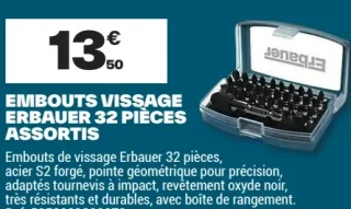 Embouts de vissage 32 pièces assortis Erbauer
