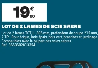 Lot de 2 lames de scie sabre Erbauer
