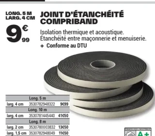 Joint d'étanchéité Compriband