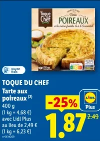 Tarte aux poireaux Toque du Chef