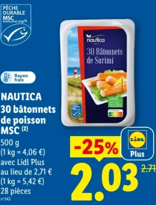 30 bâtonnets de poisson MSC Nautica