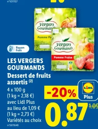 LES VERGERS GOURMANDS Dessert de fruits assortis