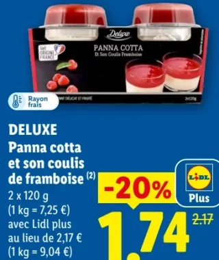 DELUXE Panna cotta et son coulis de framboise