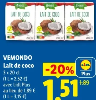 VEMONDO Lait de coco