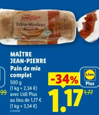 MAÎTRE JEAN-PIERRE Pain de mie complet
