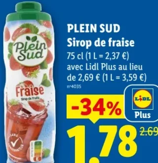 PLEIN SUD Sirop de fraise