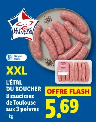 8 saucisses de Toulouse aux 3 poivres L'Étal du Boucher