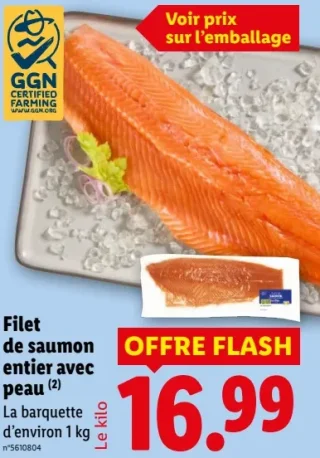 Filet de saumon entier avec peau