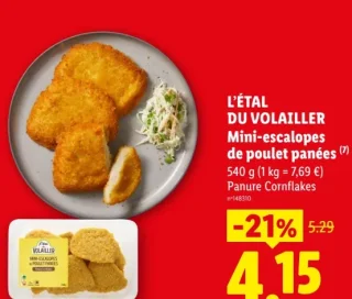 Mini-escalopes de poulet panées Panure Cornflakes L'Étal du Volailler