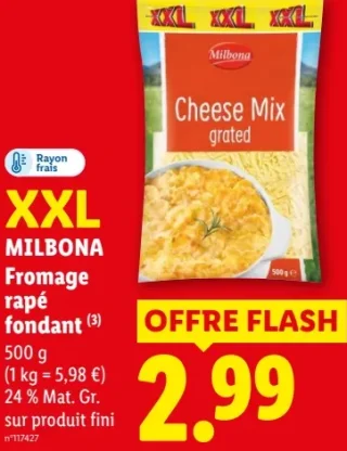 Fromage râpé fondant Milbona