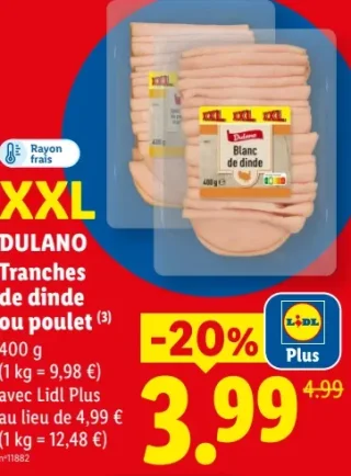 Tranches de dinde ou poulet Dulano