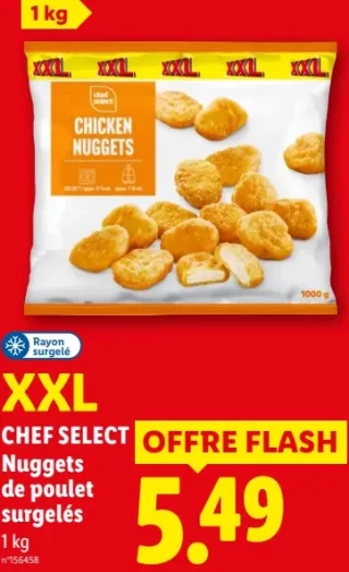 Nuggets de poulet surgelés XXL Chef Select